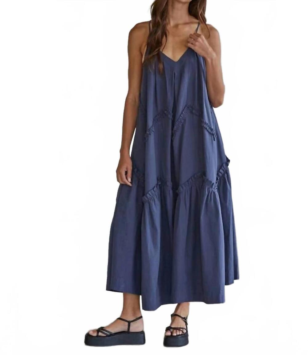 NEW BY TOGETHER gabriella v neck ruffle trim maxi dress in nautical